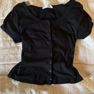 Black Button-Up Women's Top